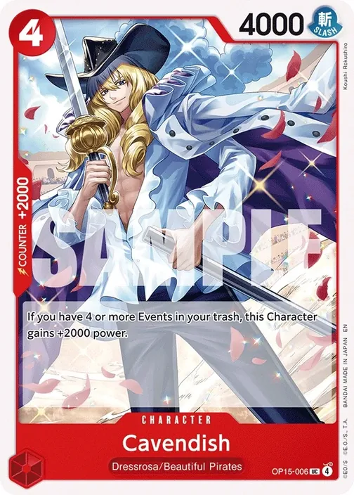 Carte One Piece anglaise OP15-006 Cavendish