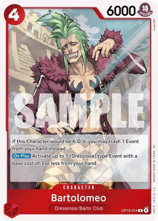 Carte One Piece anglaise OP15-014 Bartolomeo
