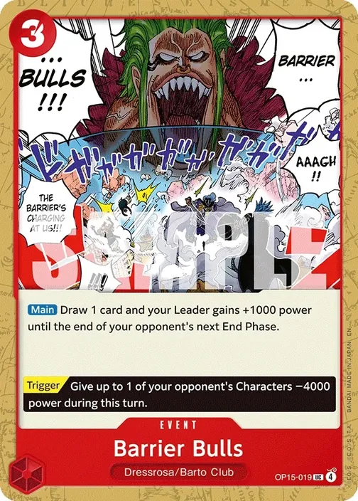 Carte One Piece anglaise OP15-019 Barrier Bulls