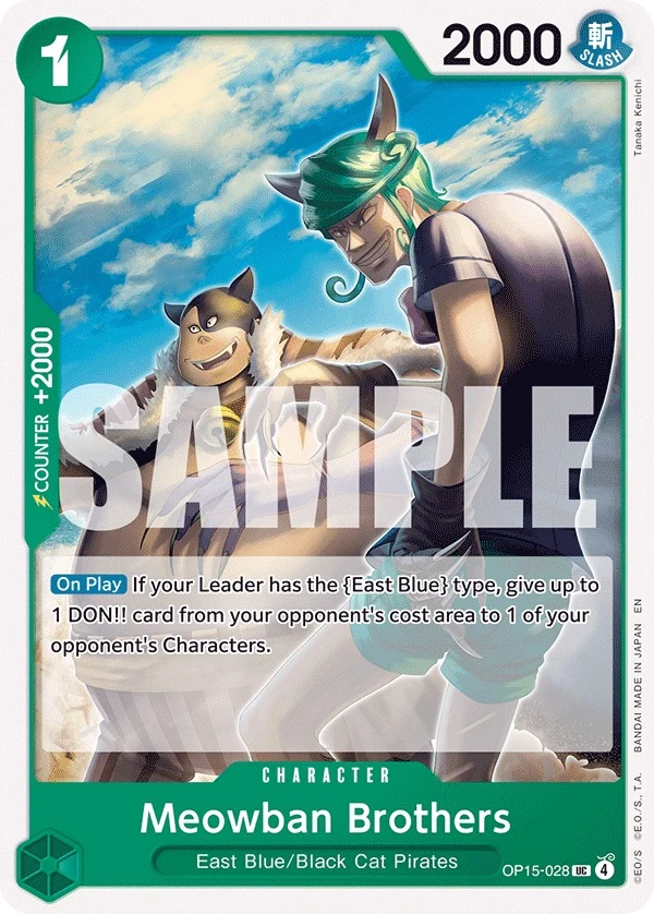 Carte One Piece anglaise Meowban Brothers OP15-028 UC
