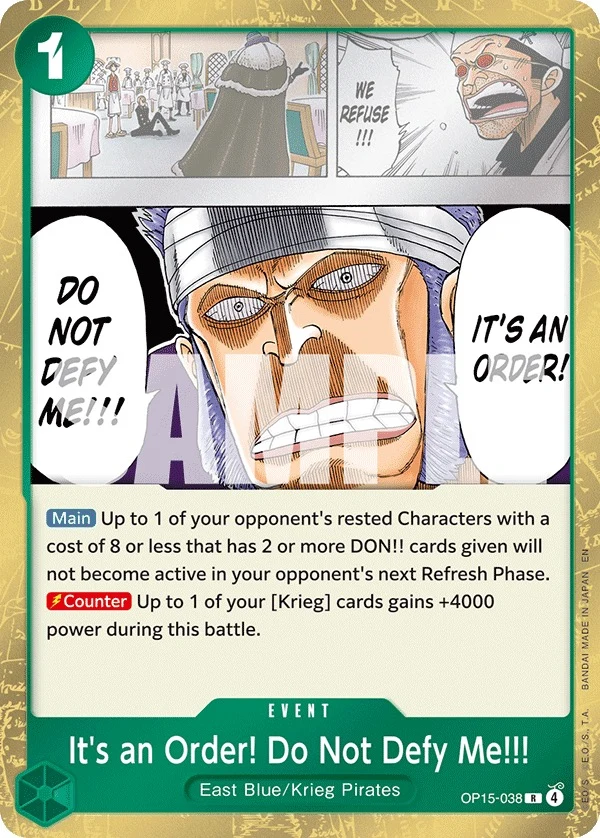 Carte One Piece anglaise It's an Order! Do Not Defy Me!!! OP15-038 R