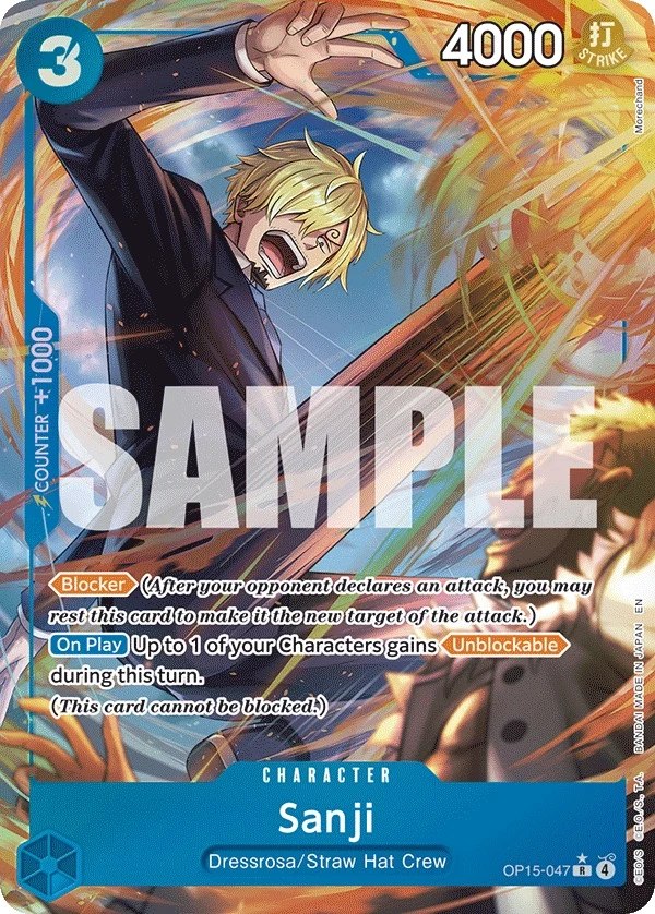 Carte One Piece anglaise Sanji OP15-047 R