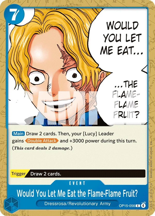 Carte One Piece anglaise Would You Let Me Eat the Flame-Flame Fruit? OP15-056 C