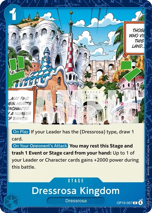 Carte One Piece anglaise OP15-057 Dressrosa Kingdom