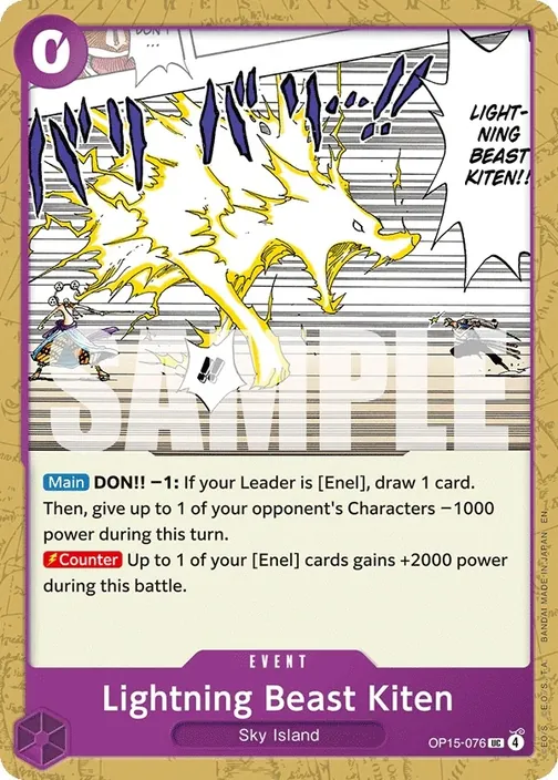 Carte One Piece anglaise OP15-076 Lightning Beast Kiten