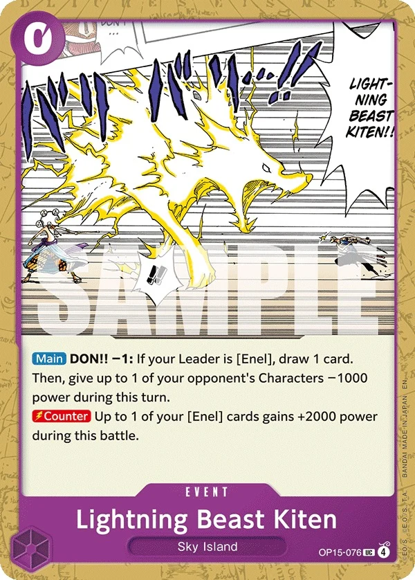 Carte One Piece anglaise Lightning Beast Kiten OP15-076 UC