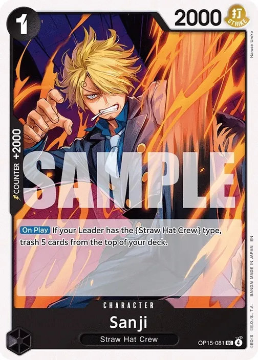 Carte One Piece anglaise OP15-081 Sanji