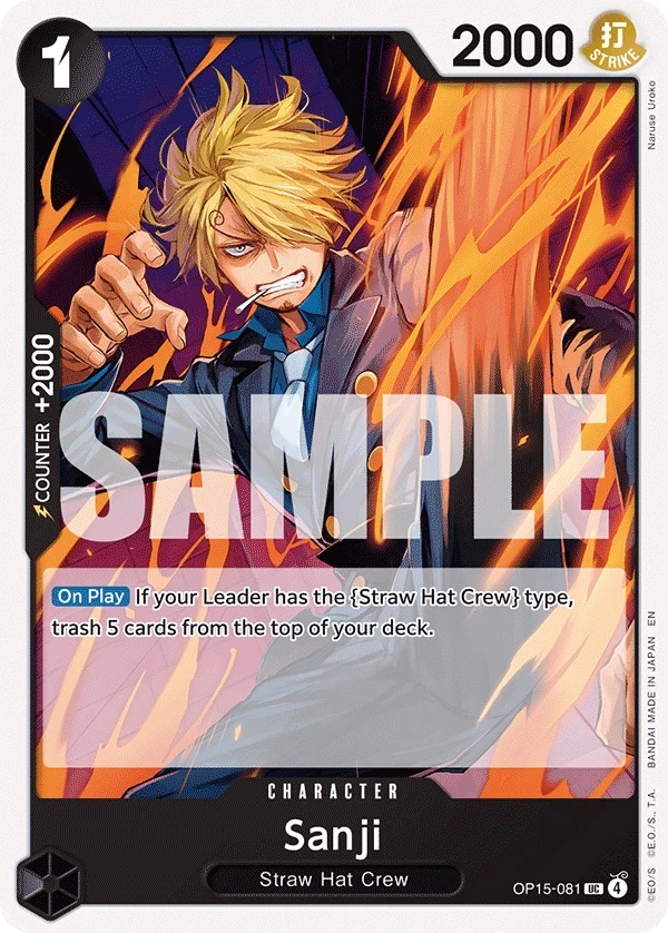 Carte One Piece anglaise Sanji OP15-081 UC