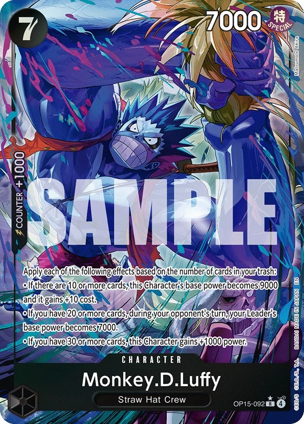 Carte One Piece anglaise Monkey.D.Luffy OP15-092 R