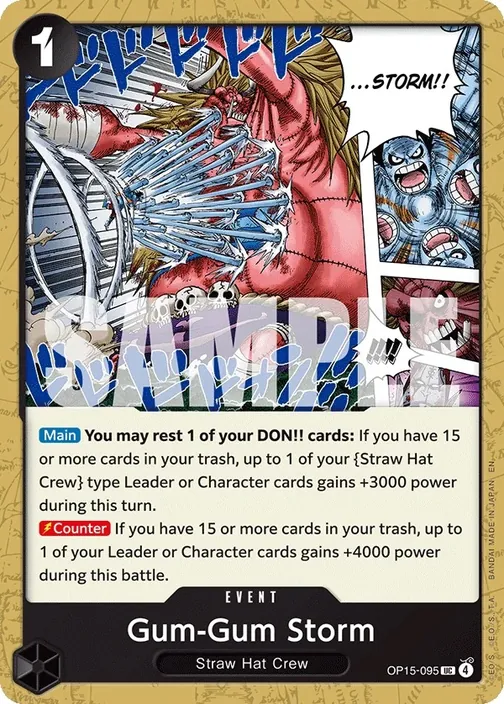 Carte One Piece anglaise OP15-095 Gum-Gum Storm