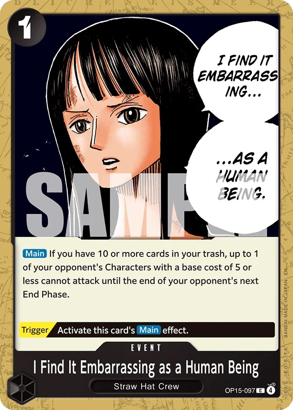 Carte One Piece anglaise I Find It Embarrassing as a Human Being OP15-097 C