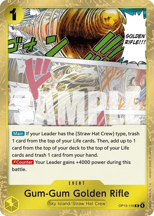 Carte One Piece anglaise OP15-116 Gum-Gum Golden Rifle