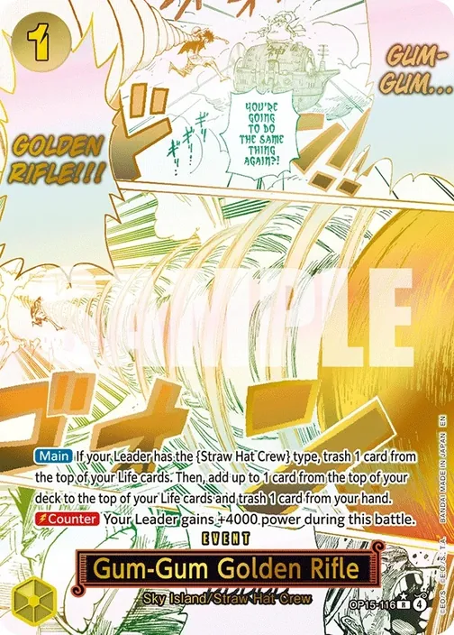 Carte One Piece anglaise OP15-116 Gum-Gum Golden Rifle (version 2)