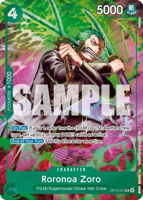 Carte One Piece anglaise OP13-037 Roronoa Zoro
