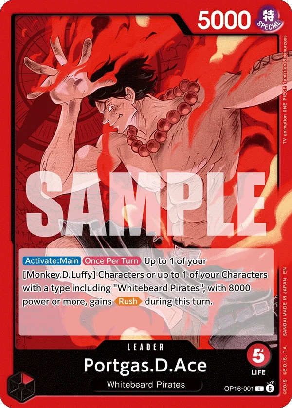 Carte One Piece anglaise Portgas.D.Ace OP16-001 L