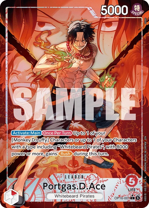 Carte One Piece anglaise Portgas.D.Ace OP16-001 L