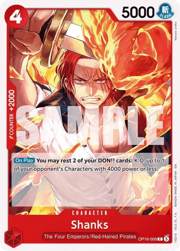 Carte One Piece anglaise Shanks OP16-006 C