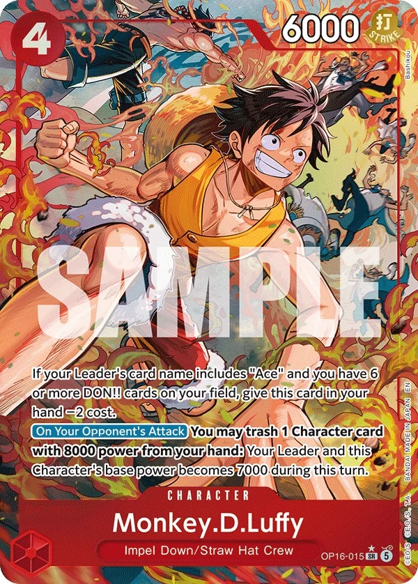 Carte One Piece anglaise Monkey.D.Luffy OP16-015 SR