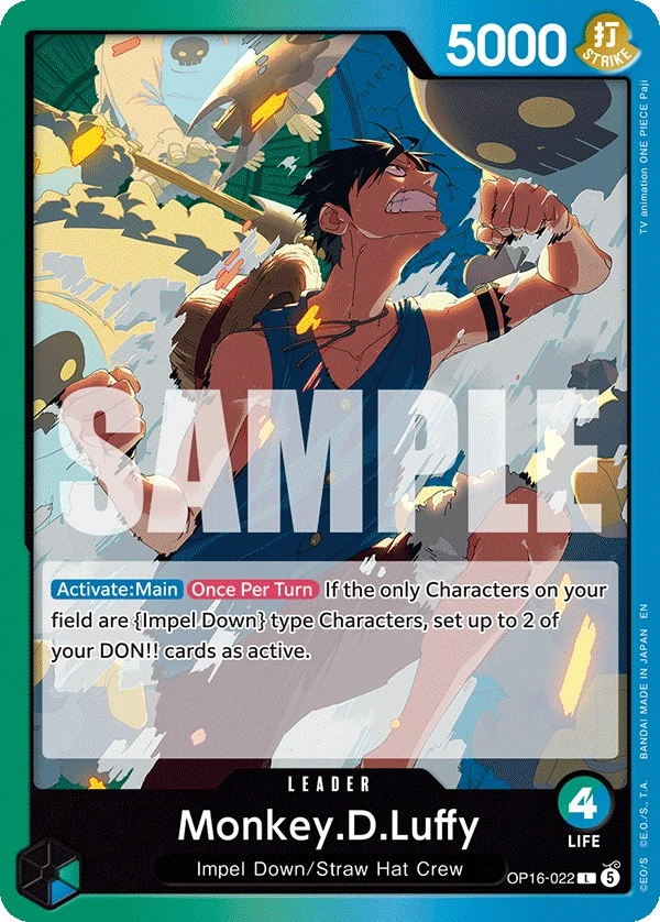 Carte One Piece anglaise Monkey.D.Luffy OP16-022 L