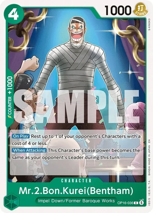 Carte One Piece anglaise OP16-036 Mr.2.Bon.Kurei(Bentham)