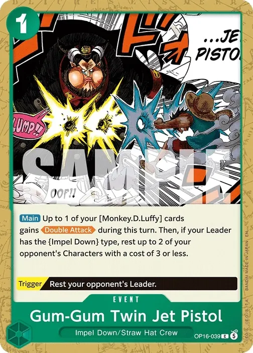 Carte One Piece anglaise OP16-039 Gum-Gum Twin Jet Pistol