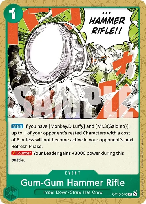 Carte One Piece anglaise OP16-040 Gum-Gum Hammer Rifle