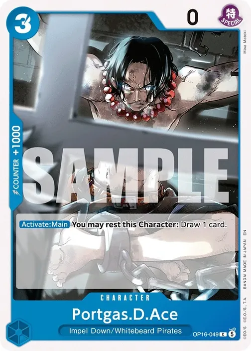 Carte One Piece anglaise OP16-049 Portgas.D.Ace