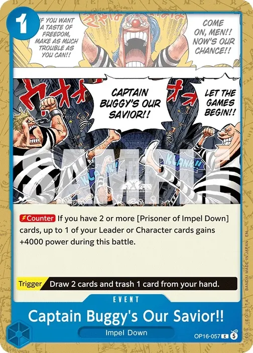 Carte One Piece anglaise OP16-057 Captain Buggy's Our Savior!!