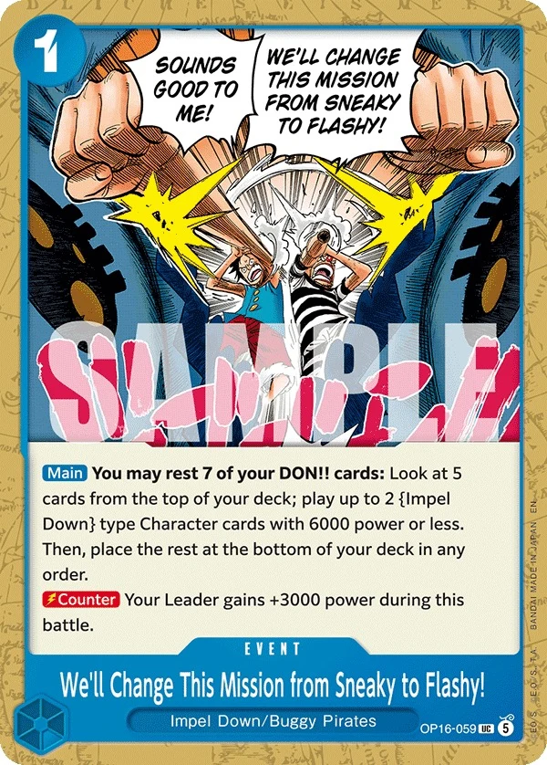 Carte One Piece anglaise We'll Change This Mission from Sneaky to Flashy! OP16-059 UC