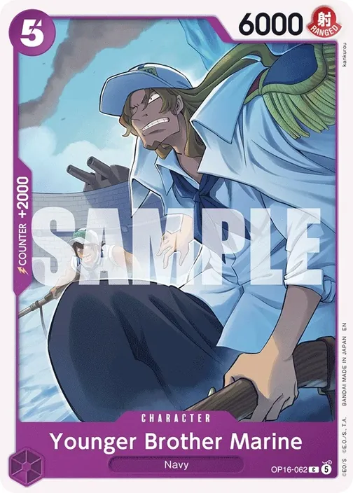 Carte One Piece anglaise OP16-062 Younger Brother Marine