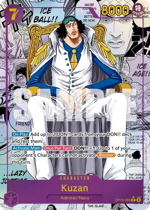 Carte One Piece anglaise OP16-063 Kuzan (version 3)
