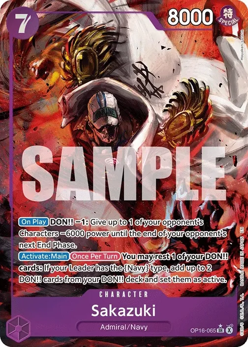 Carte One Piece anglaise OP16-065 Sakazuki (version 2)