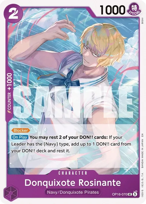 Carte One Piece anglaise OP16-070 Donquixote Rosinante