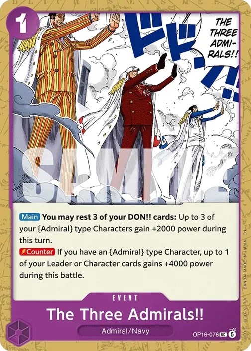 Carte One Piece anglaise OP16-076 The Three Admirals!!