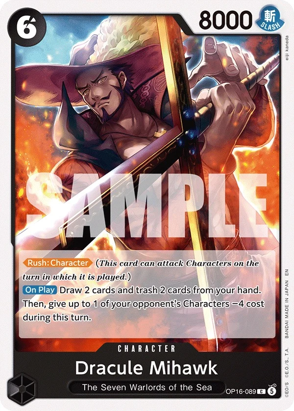 Carte One Piece anglaise Dracule Mihawk OP16-089 C