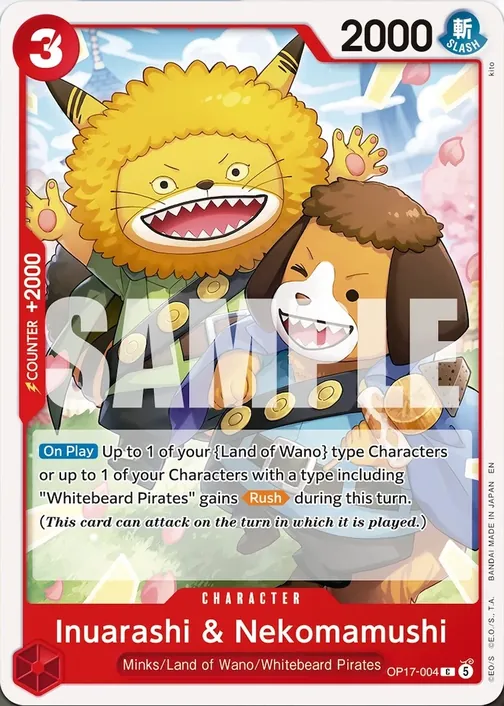 Carte One Piece anglaise OP17-004 Inuarashi & Nekomamushi