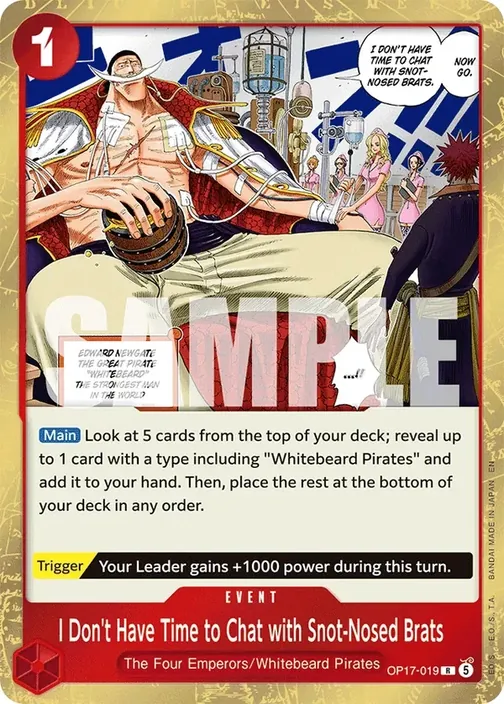 Carte One Piece anglaise OP17-019 I Don't Have Time to Chat with Snot-Nosed Brats