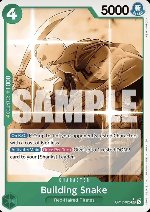 Carte One Piece anglaise OP17-025 Building Snake (version 2)