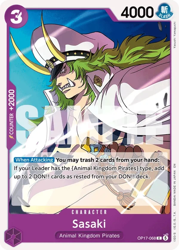 Carte One Piece anglaise Sasaki OP17-068 C