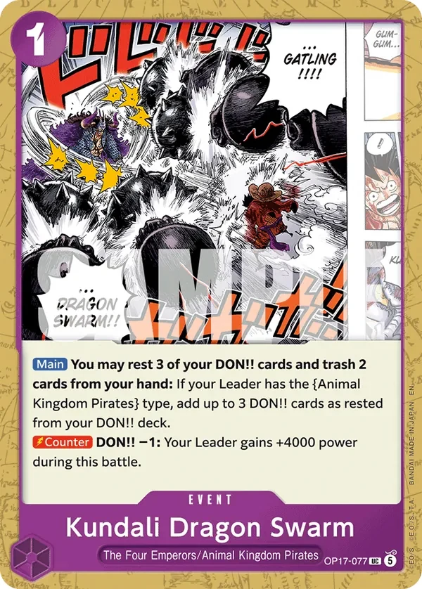 Carte One Piece anglaise Kundali Dragon Swarm OP17-077 UC