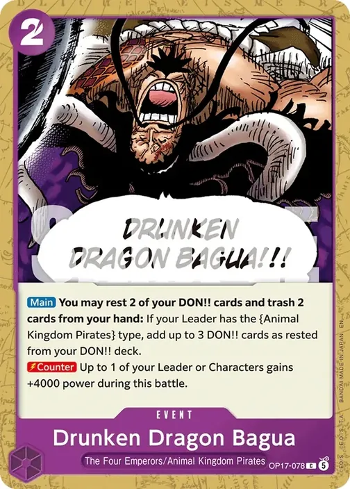 Carte One Piece anglaise OP17-078 Drunken Dragon Bagua