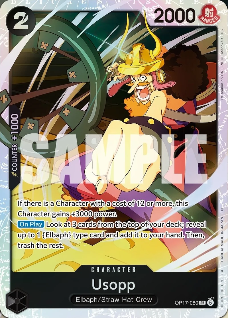 Carte One Piece anglaise Usopp OP17-080 SR