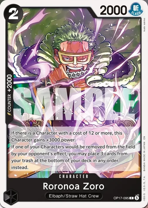 Carte One Piece anglaise OP17-095 Roronoa Zoro