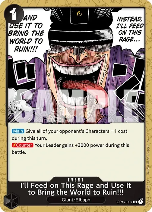 Carte One Piece anglaise OP17-097 I'll Feed on This Rage and Use It to Bring the World to Ruin!!!