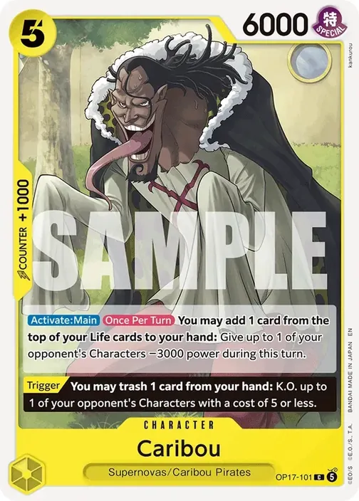 Carte One Piece anglaise OP17-101 Caribou