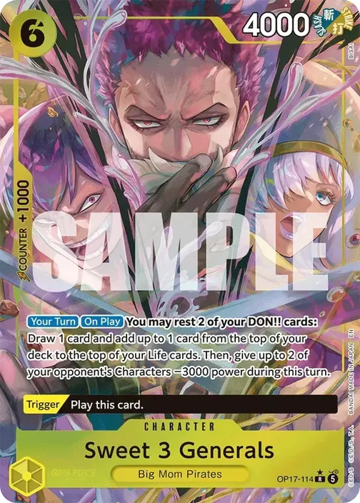 Carte One Piece anglaise OP17-114 Sweet 3 Generals (version 2)