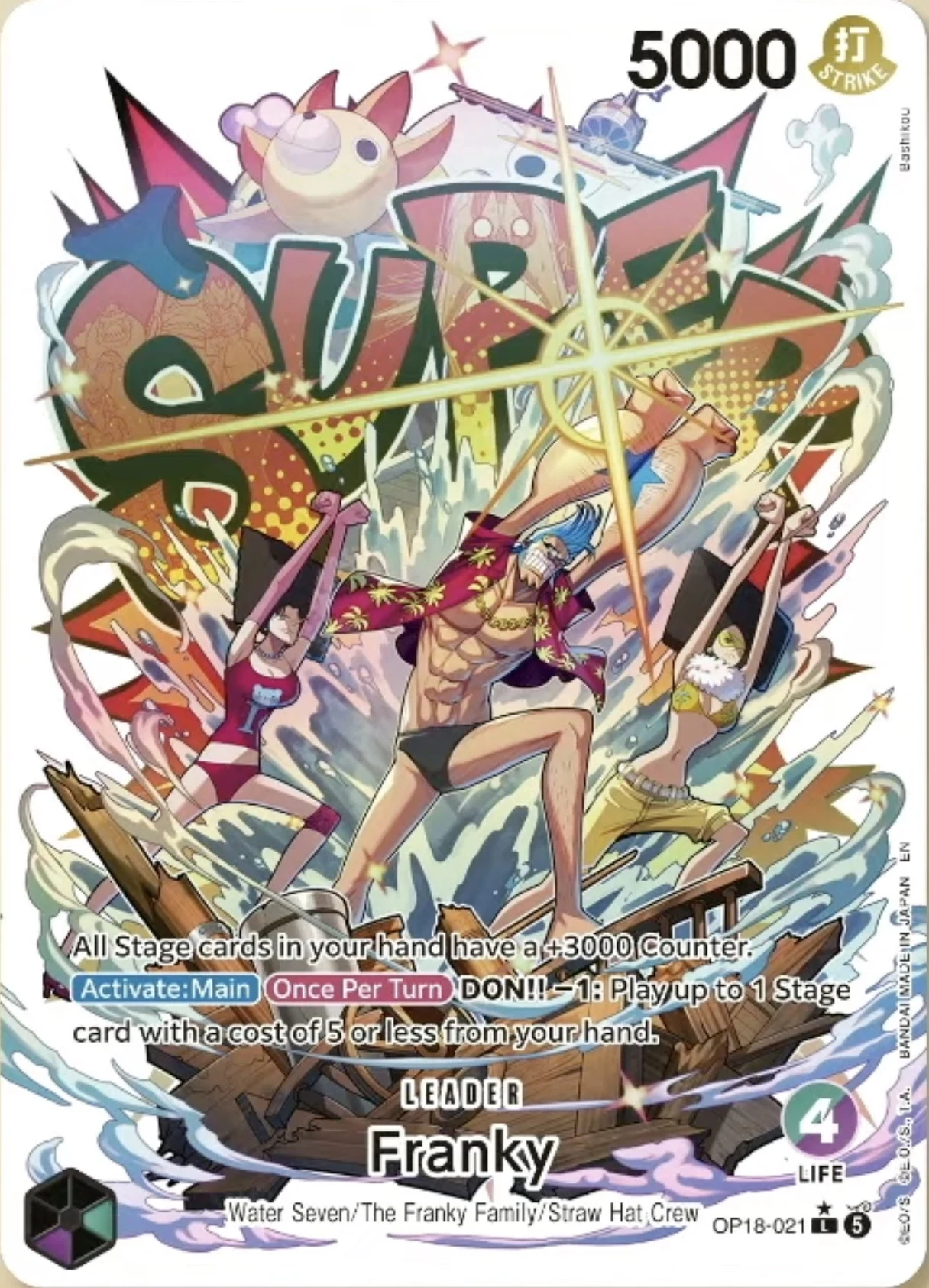 Carte One Piece anglaise Franky OP18-021 L