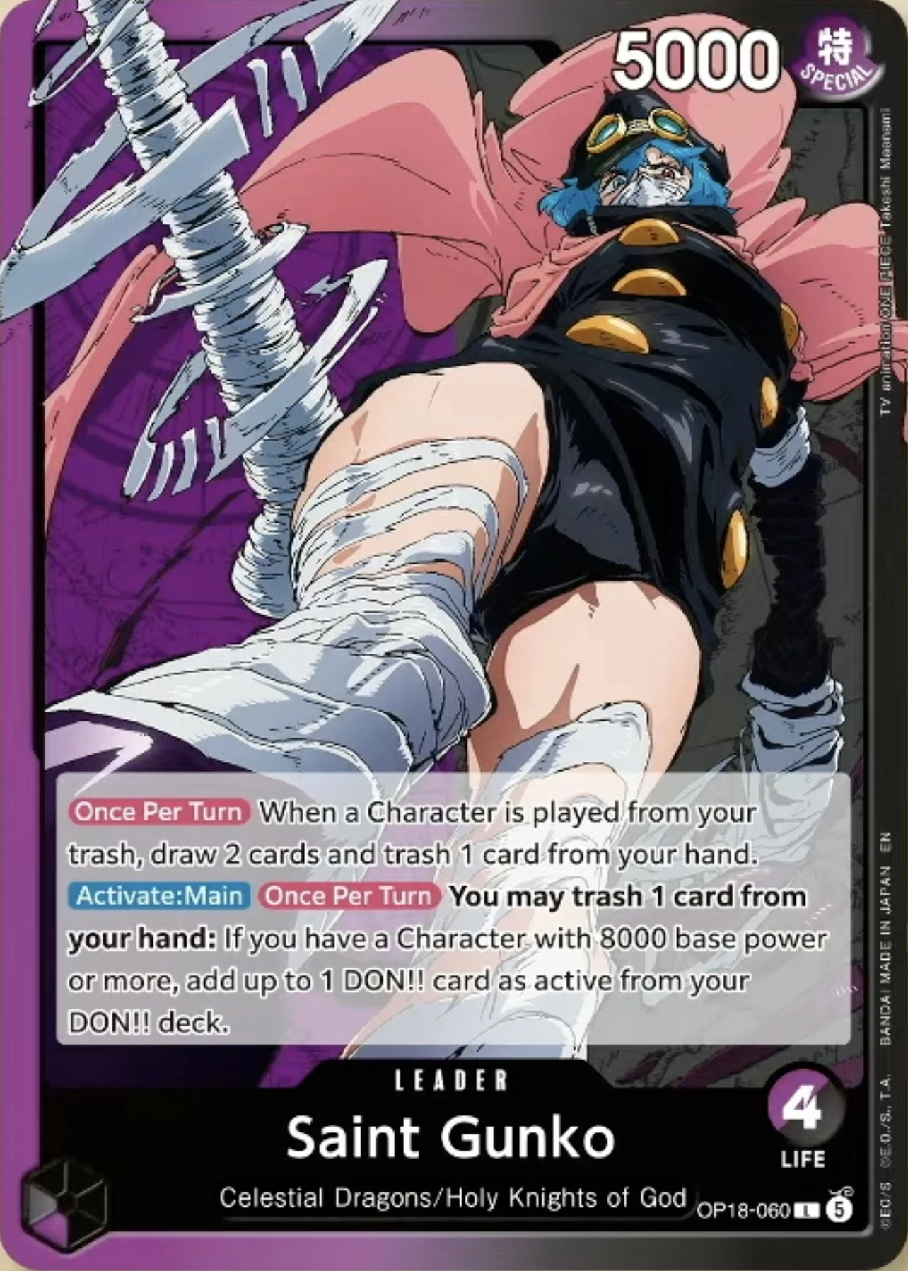 Carte One Piece anglaise Saint Gunko OP18-060 L