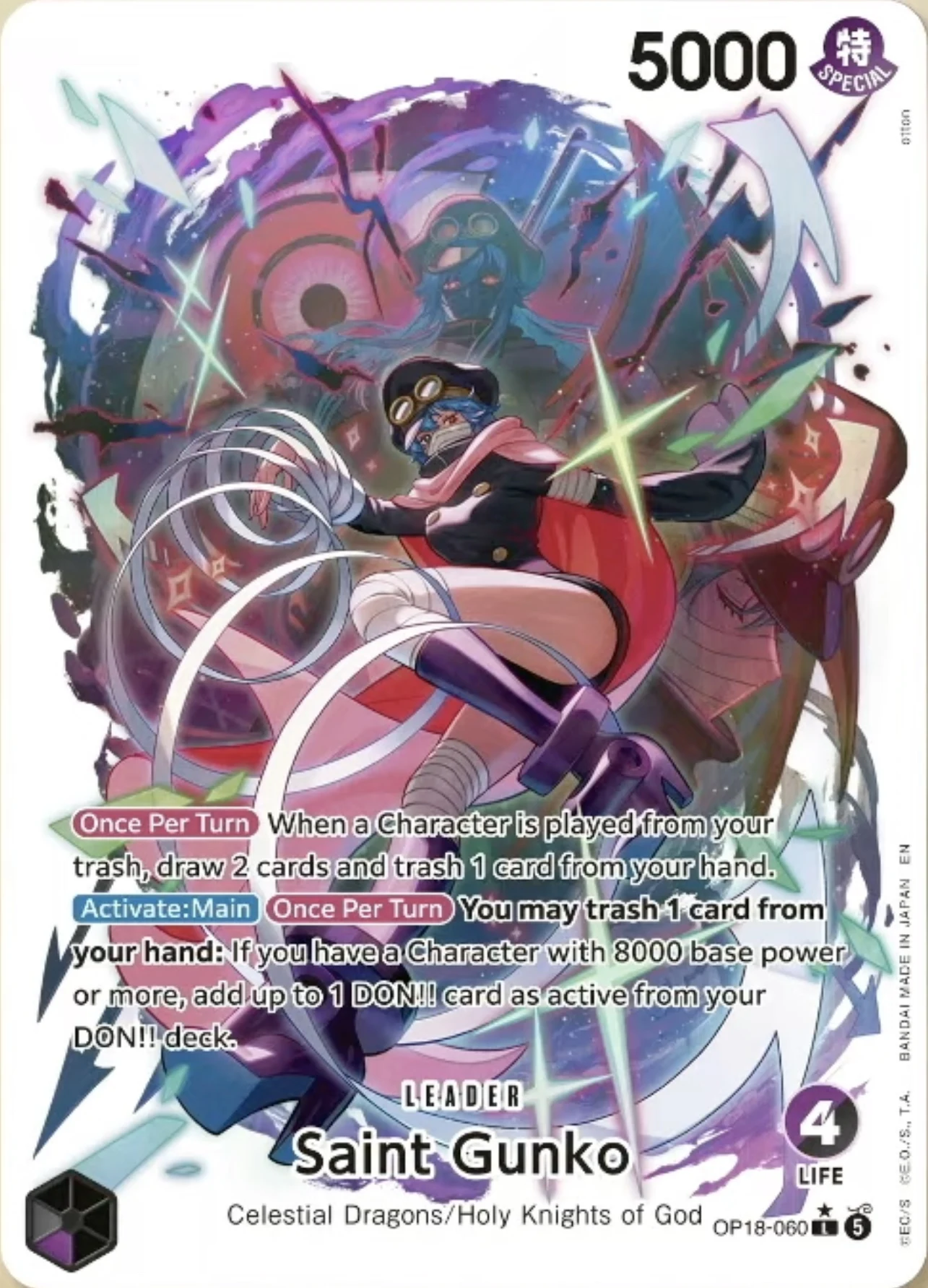 Carte One Piece anglaise Saint Gunko OP18-060 L