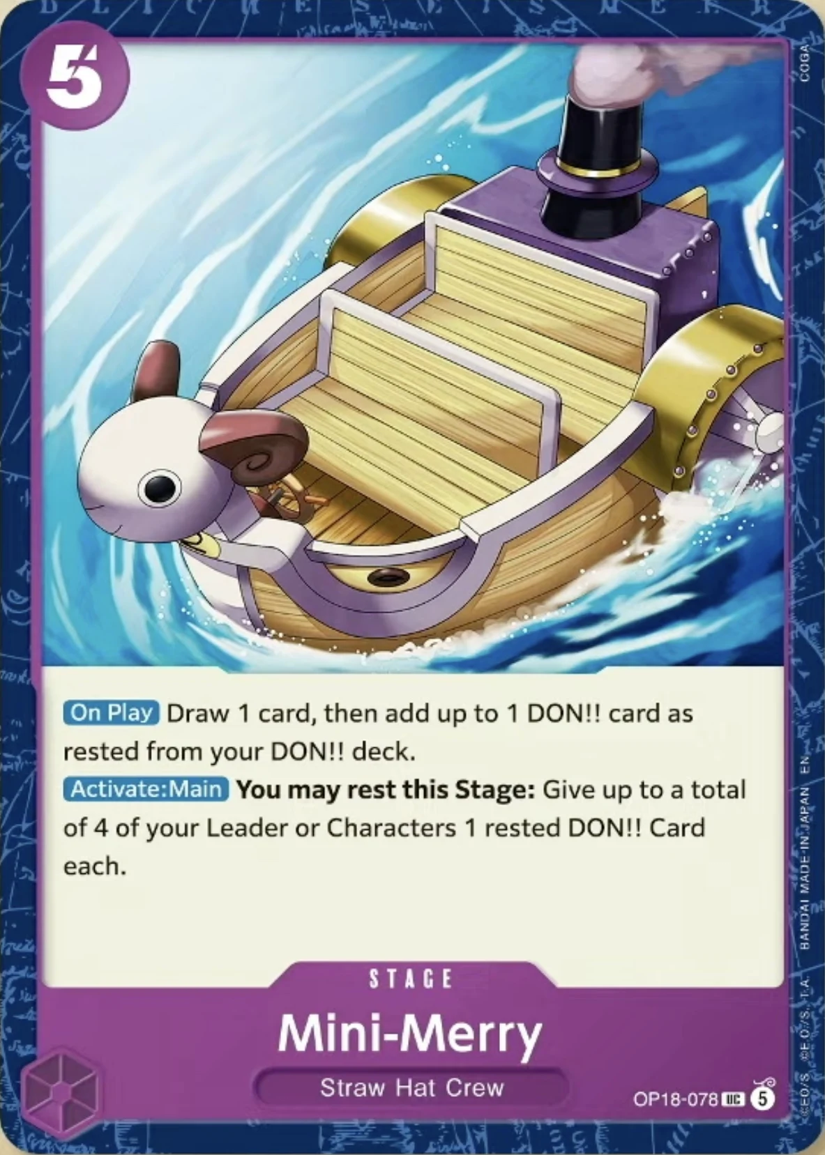 Carte One Piece anglaise Mini-Merry OP18-078 UC